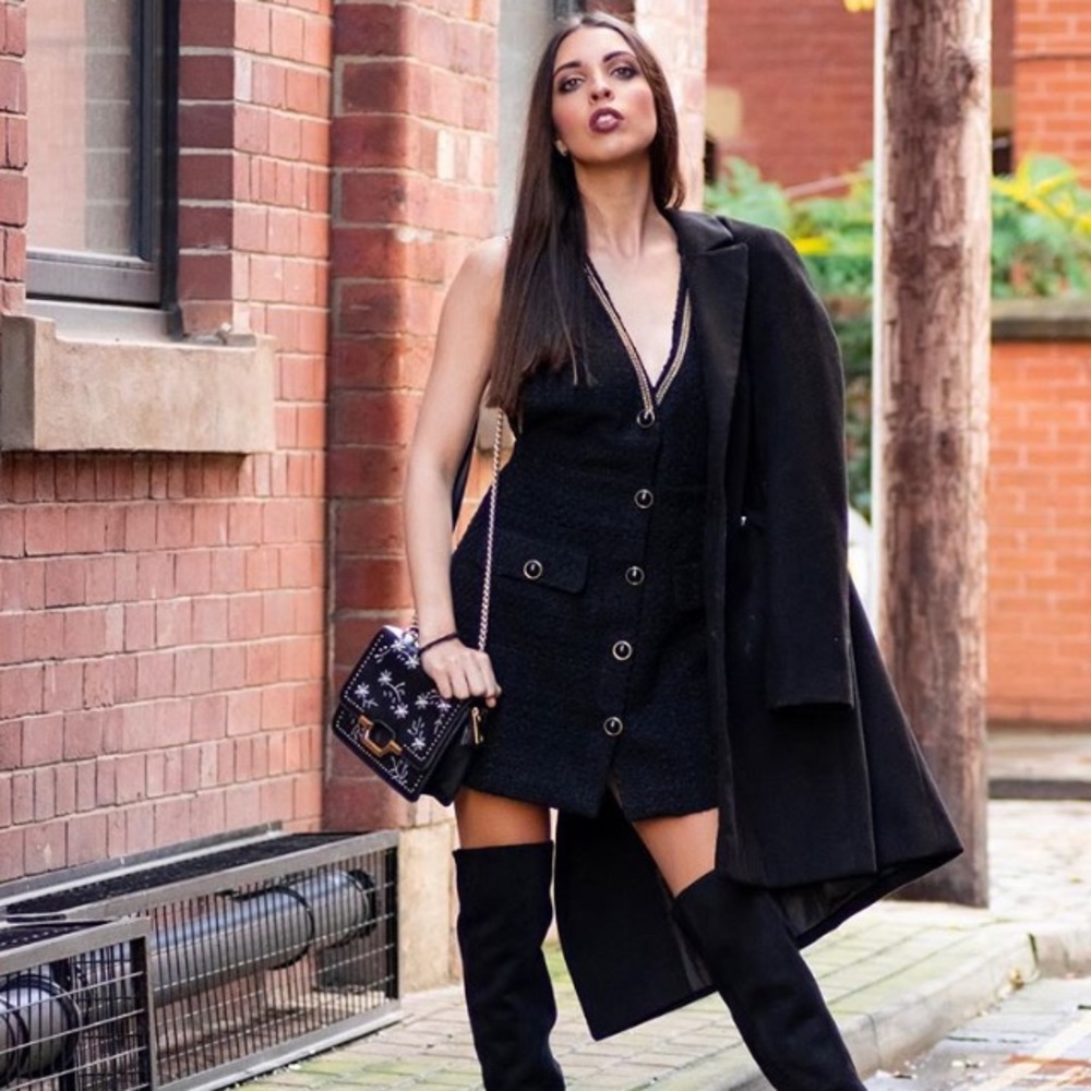 Black Zara Tweed Dress Mini